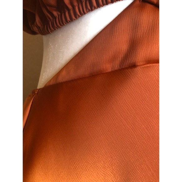 NWT WAYF Rust Cutout Midi Evening Dress Long Sleeve V Neck Bronze Copper Small - Picture 15 of 16